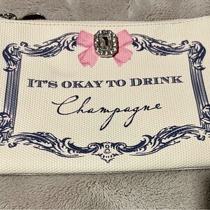 My Flat in London/Brighton Wristlet, white & black with crystal